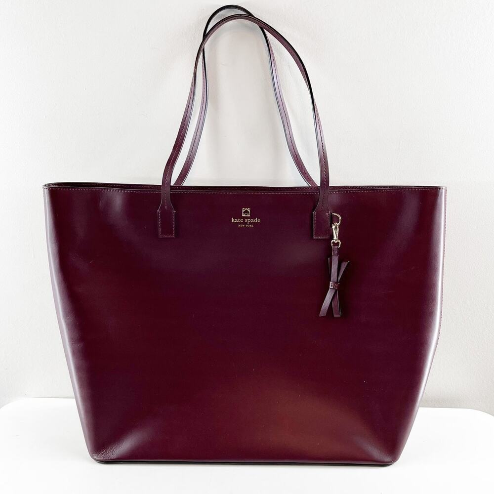 kate spade New York Burgundy Leather Tote Bag